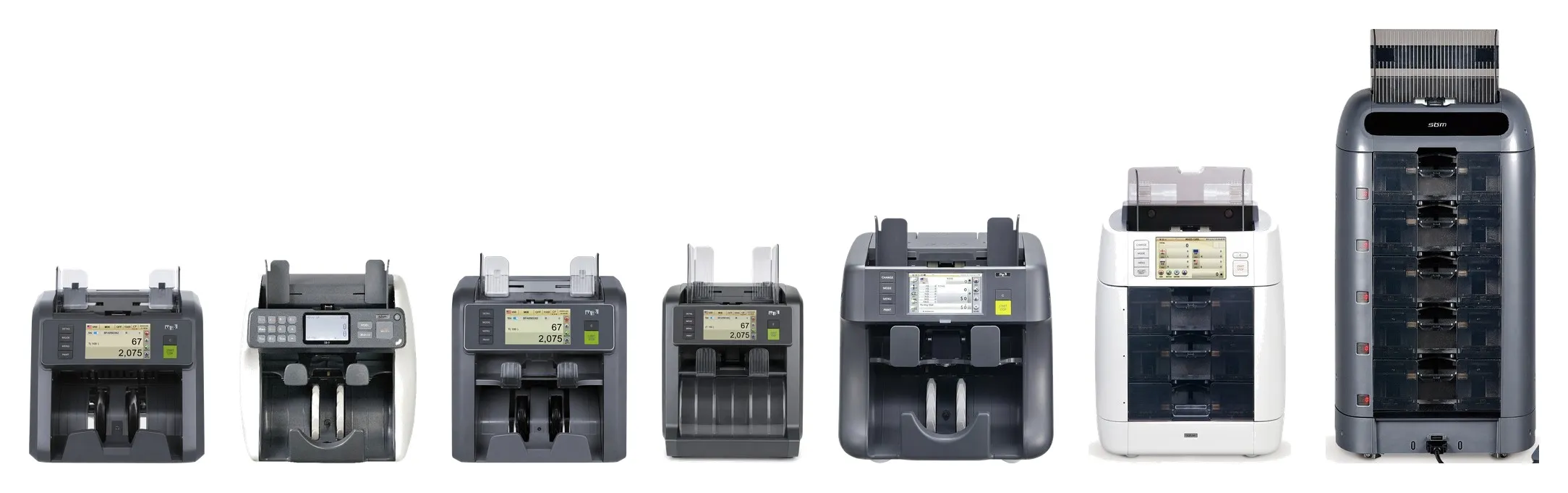 MIB-1, MIB-9, MIB-10D, MIB-10F, MIB-11, SB-3000 and MIB-5000 banknote counters and sorters