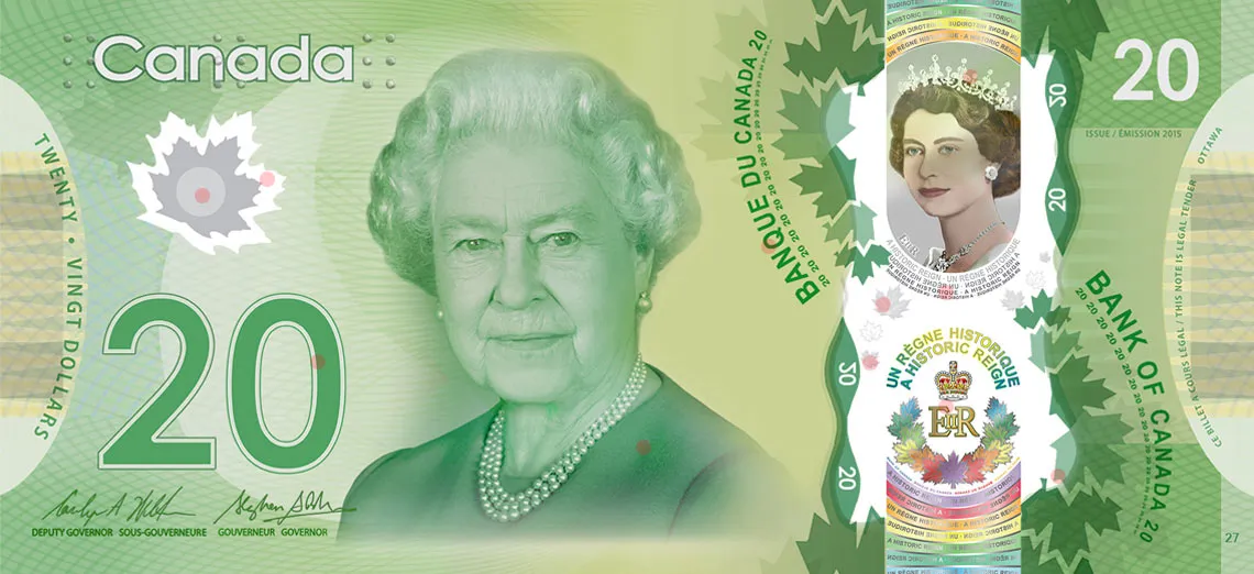 Canadian polymer banknote with transparent area