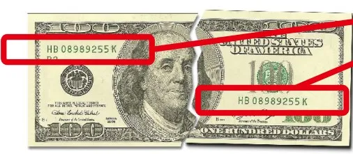 Composite note made of pieces of genuine banknotes